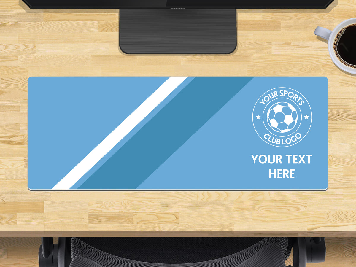 Personalised Football Club Colours Extra Large Mouse Mat (800mm x 300mm) - Light Blue β Personalised Football Club Colours Extra Large Mouse Mat 800mm x 300mm - Light