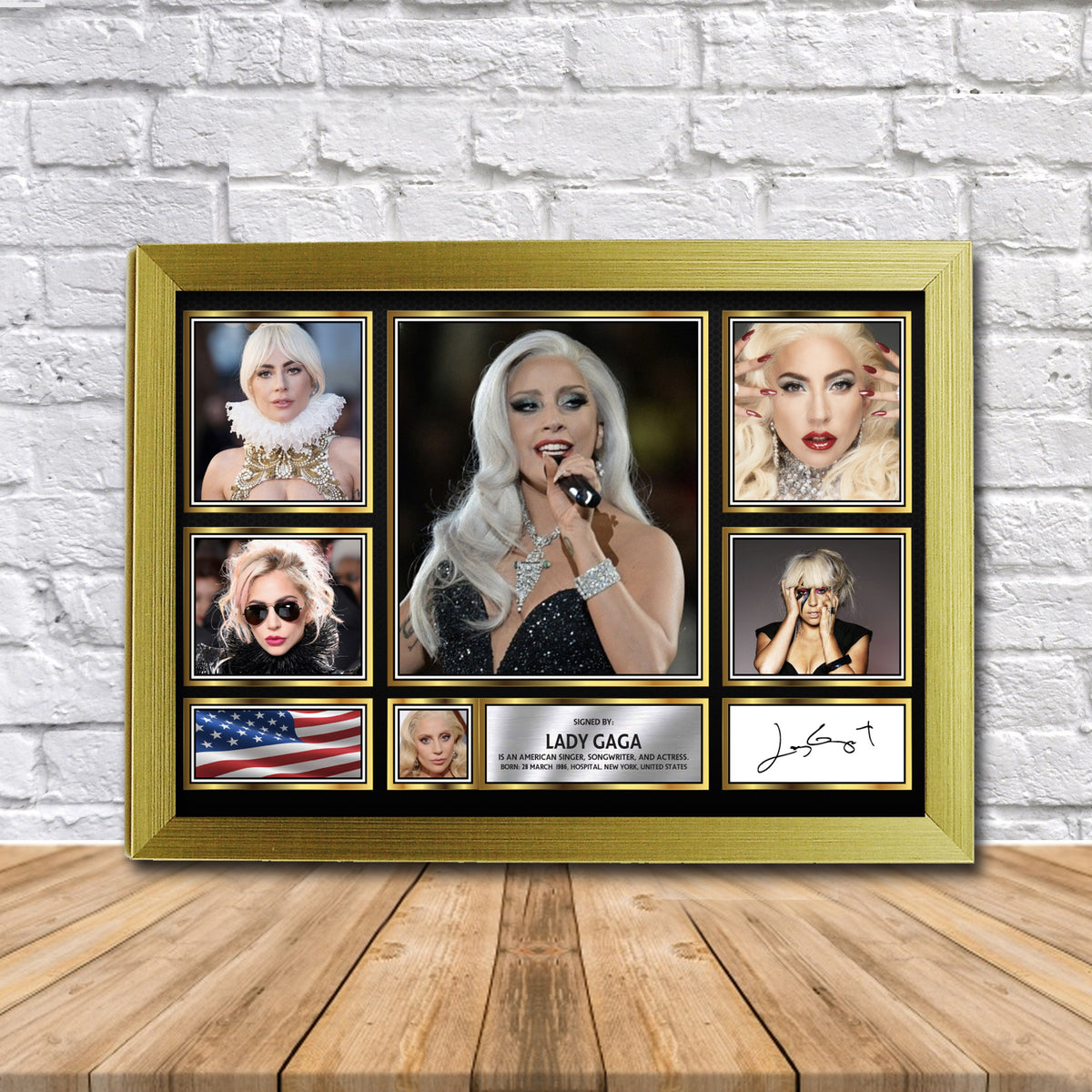 Lady Gaga Music Gift Framed Printed Signature Star Poster Print Wall Art Gift