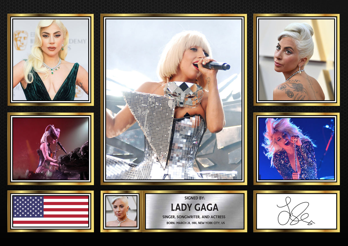 Lady Gaga Singers Framed Autographed Print - Limited Edition Autograph Fan Gift – Collectible Memorabilia Merchandise