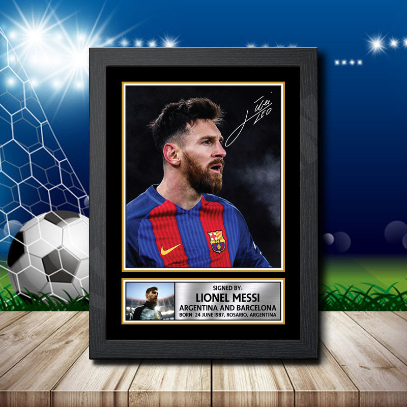 Lionel Messi Barcelona Printed Signature Footballers Star Poster Print Framed Wall Art Gift – Lionel Messi Barcelona Printed Signature Footballers Star Poster Print