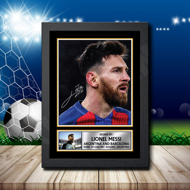 Lionel Messi Barcelona 3 Printed Signature Footballers Star Poster Print Framed Wall Art Gift β Lionel Messi Barcelona 3 Printed Signature Footballers Star Poster Print