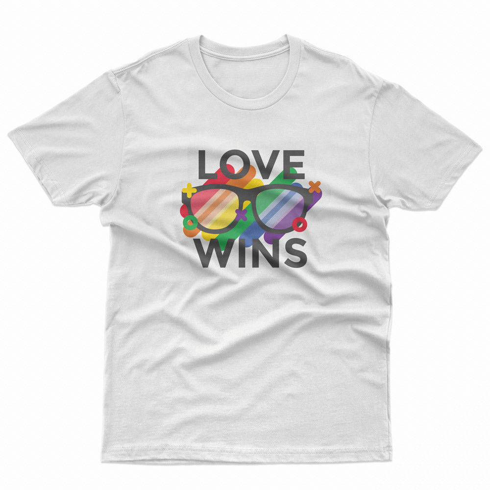 Love Wins Pride T-Shirt – Unisex LGBTQ+ Slogan Tee – Love Wins 1 love wins t-shirt on a white tee