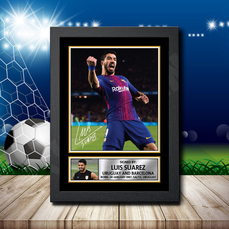 Luis Suarez 2 Barcelona Printed Signature Footballers Star Poster Print Framed Wall Art Gift β Luis Suarez 2 Barcelona Printed Signature Footballers Star Poster Print