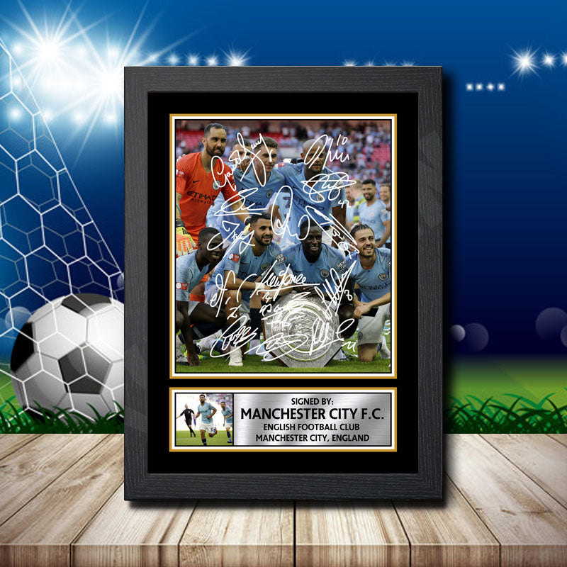 Manchester City Fc 2 Printed Signature Footballers Star Poster Print Framed Wall Art Gift – Manchester City Fc 2 Printed Signature Footballers Star Poster Print
