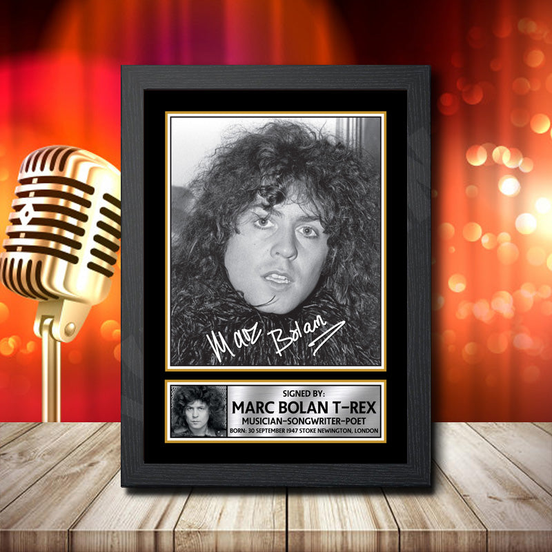 Marc Bolan T-Rex 1 β Printed Signature Music Star Print β Marc Bolan T-Rex 1