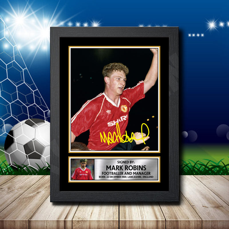 Mark Robins 2 Printed Signature Footballers Star Poster Print Framed Wall Art Gift – Mark Robins 2 Printed Signature Footballers Star Poster Print