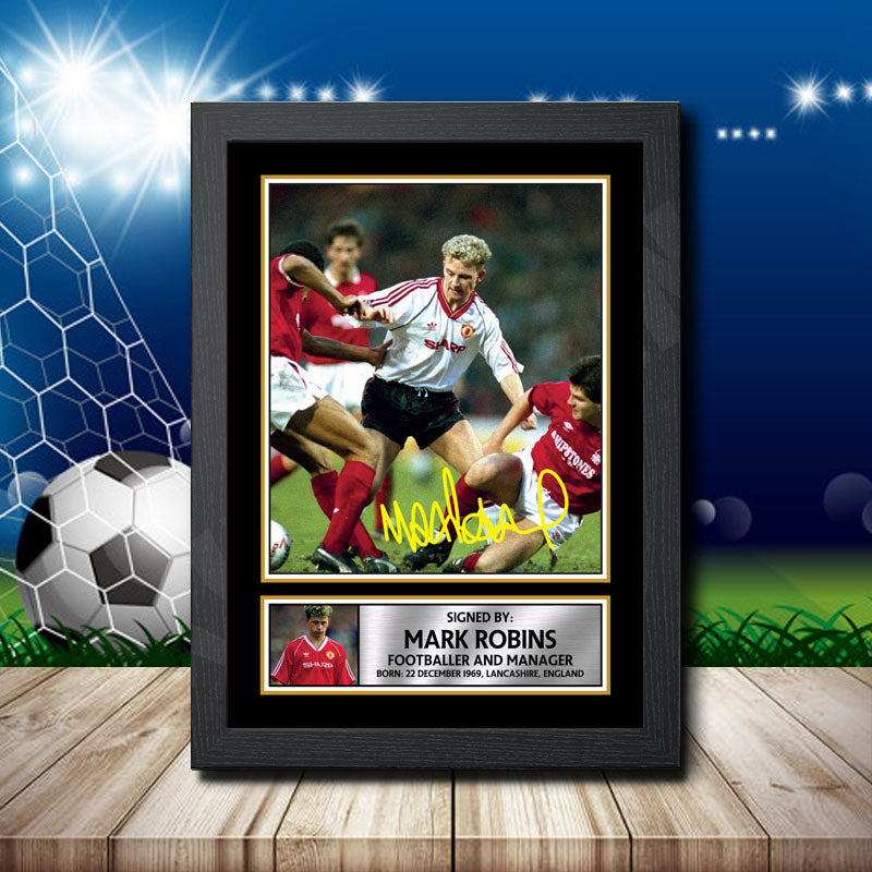Mark Robins 1 Printed Signature Footballers Star Poster Print Framed Wall Art Gift – Mark Robins 1 Printed Signature Footballers Star Poster Print