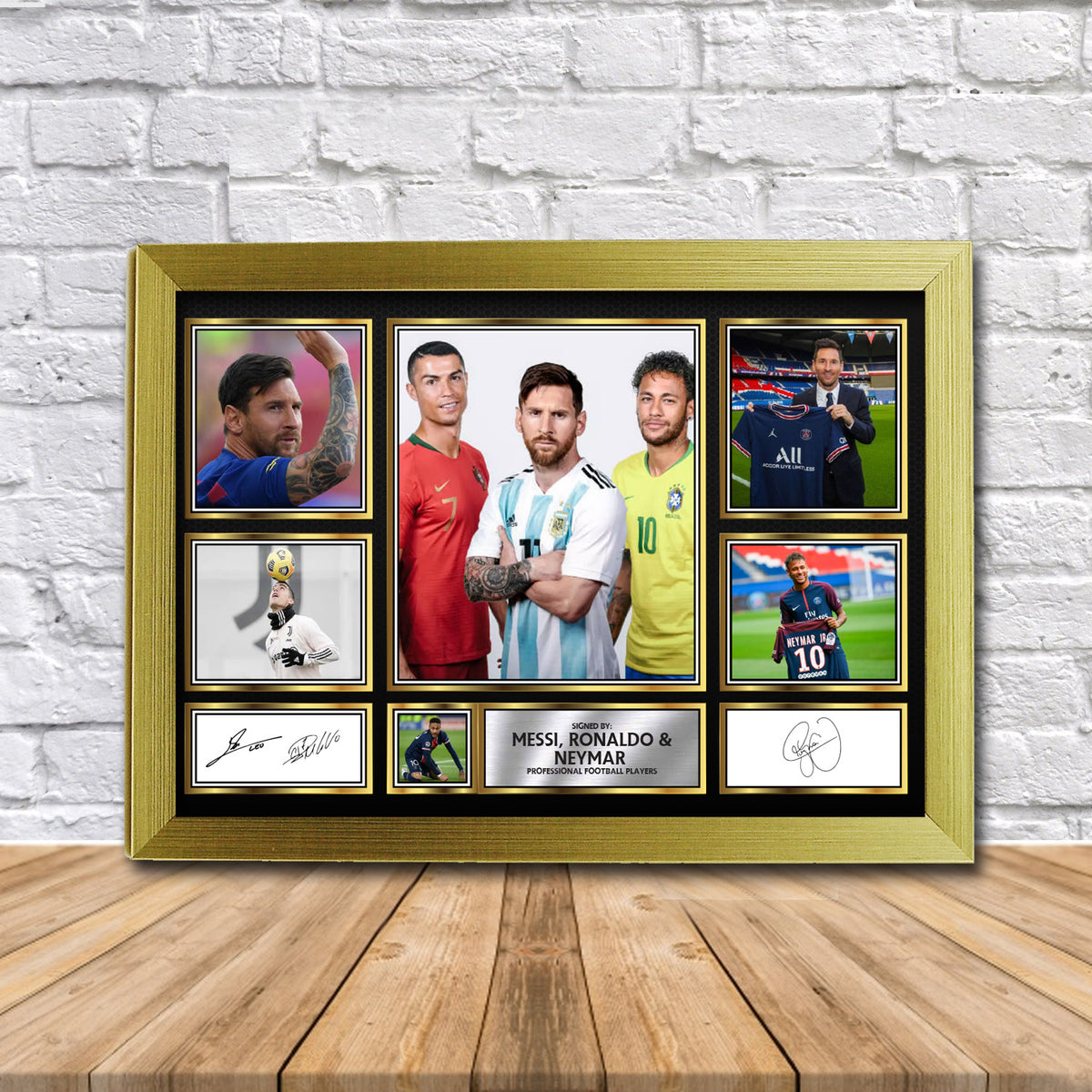Messi, Ronaldo & Neymar Football Gift Framed Printed Signature Star Poster Print Wall Art Gift β Messi, Ronaldo & Neymar Football Gift Framed Printed Signature Star Poster