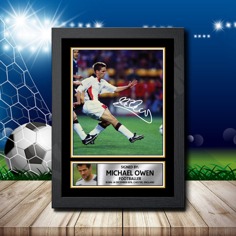 Michael Owen 2 Printed Signature Footballers Star Poster Print Framed Wall Art Gift – Michael Owen 2 Printed Signature Footballers Star Poster Print