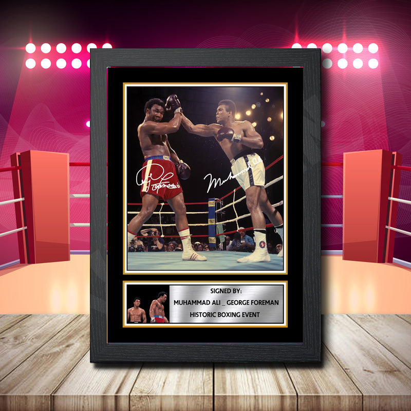 Muhammad Ali George Foreman Printed Signature Boxing Star Poster Print Framed Wall Art Gift – Muhammad Ali George Foreman Printed Signature Boxing Star Poster Print