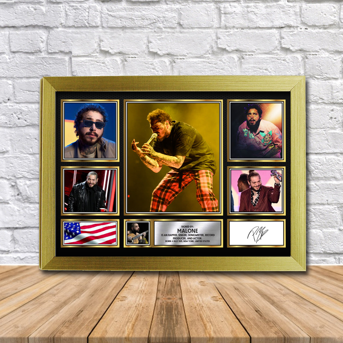 Malone Music Gift Framed Printed Signature Star Poster Print Wall Art Gift