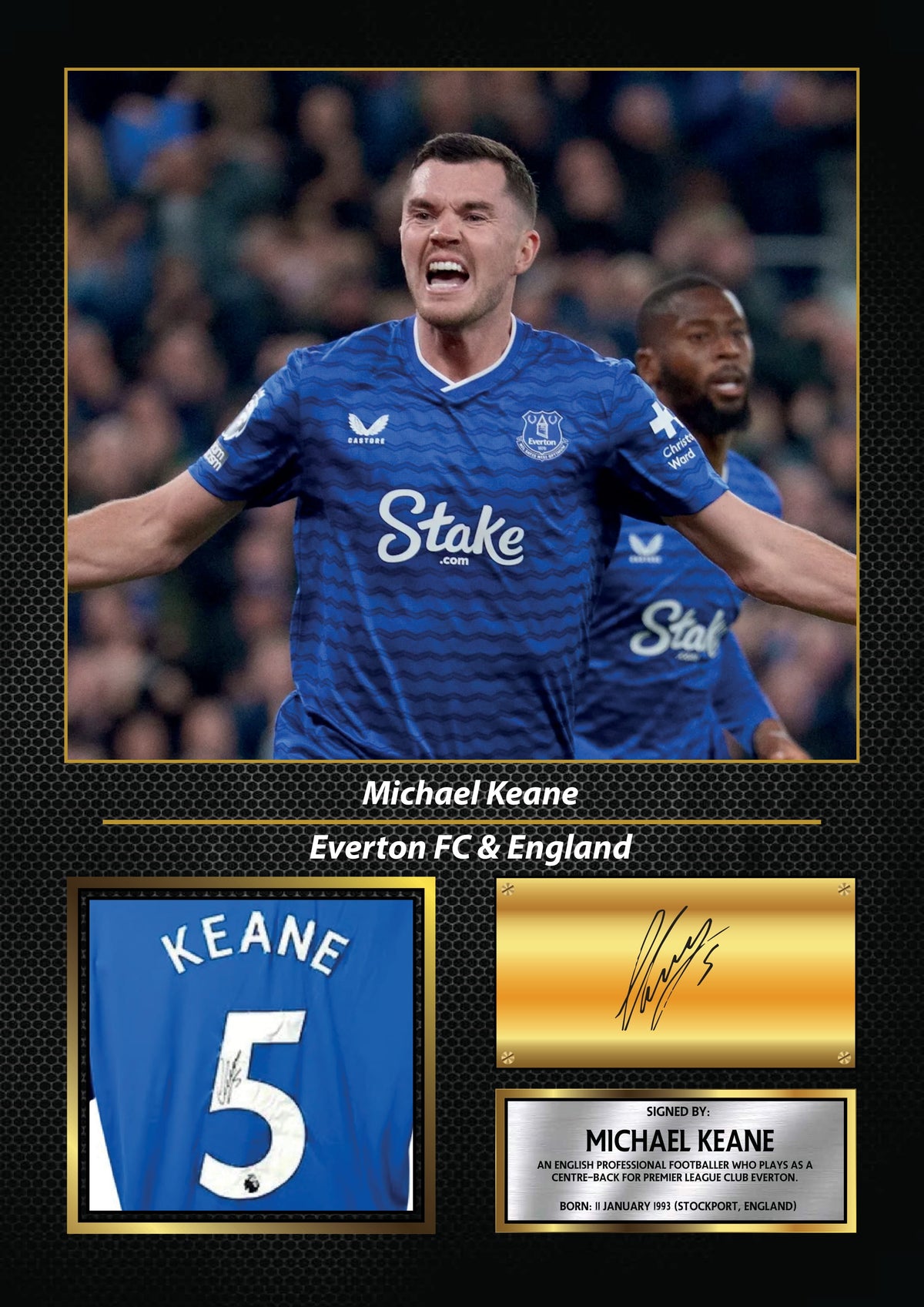 Michael Keane Printed Signature Football Wall Art – Framed Display with Everton & England Tribute – Collector’s Gift – Michael Keane Printed Signature Football Wall Art