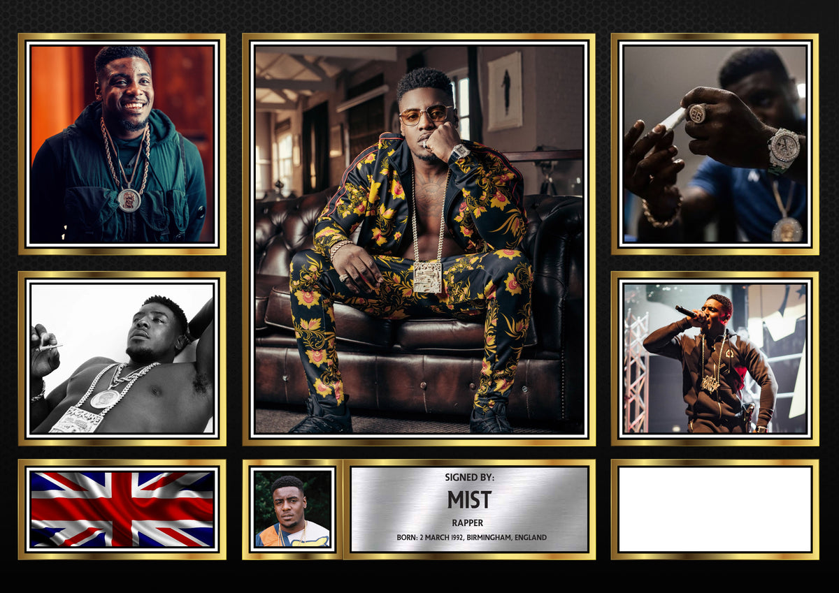 Rappers Mist Framed Printed Signature Print – Fan Gift – Wall Art – Rappers Mist Framed Printed Signature Print – A4 Poster