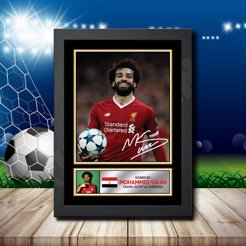 Mohamed Salah Silver Printed Signature Footballers Star Poster Print Framed Wall Art Gift – Mohamed Salah Silver Printed Signature Footballers Star Poster Print
