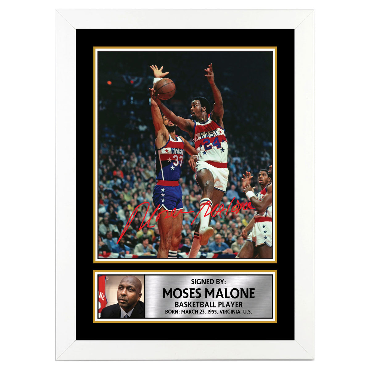 Moses Malone M043 Basketball Player Printed Signature Poster Print Gift