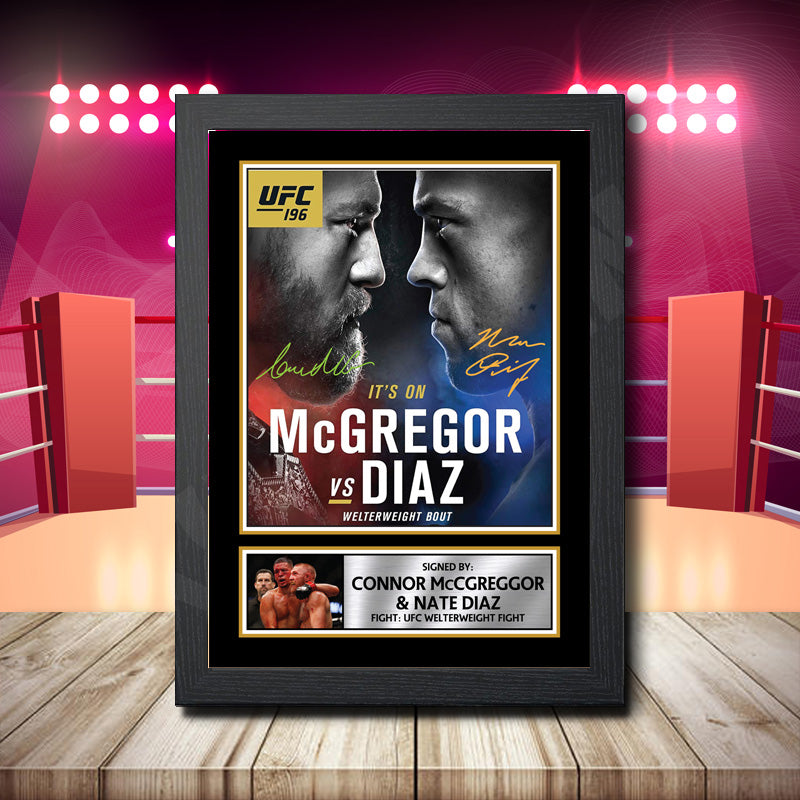 Nate Diaz Vs Conor Mcgregor 2 Printed Signature Boxing Star Poster Print Framed Wall Art Gift – Nate Diaz Vs Conor Mcgregor 2 Printed Signature Boxing Star Poster Print