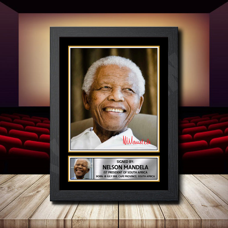Nelson Mandela 2 Printed Signature Movie Star Poster Print Framed Wall Art Gift β Nelson Mandela 2 Printed Signature Movie Star Poster Print