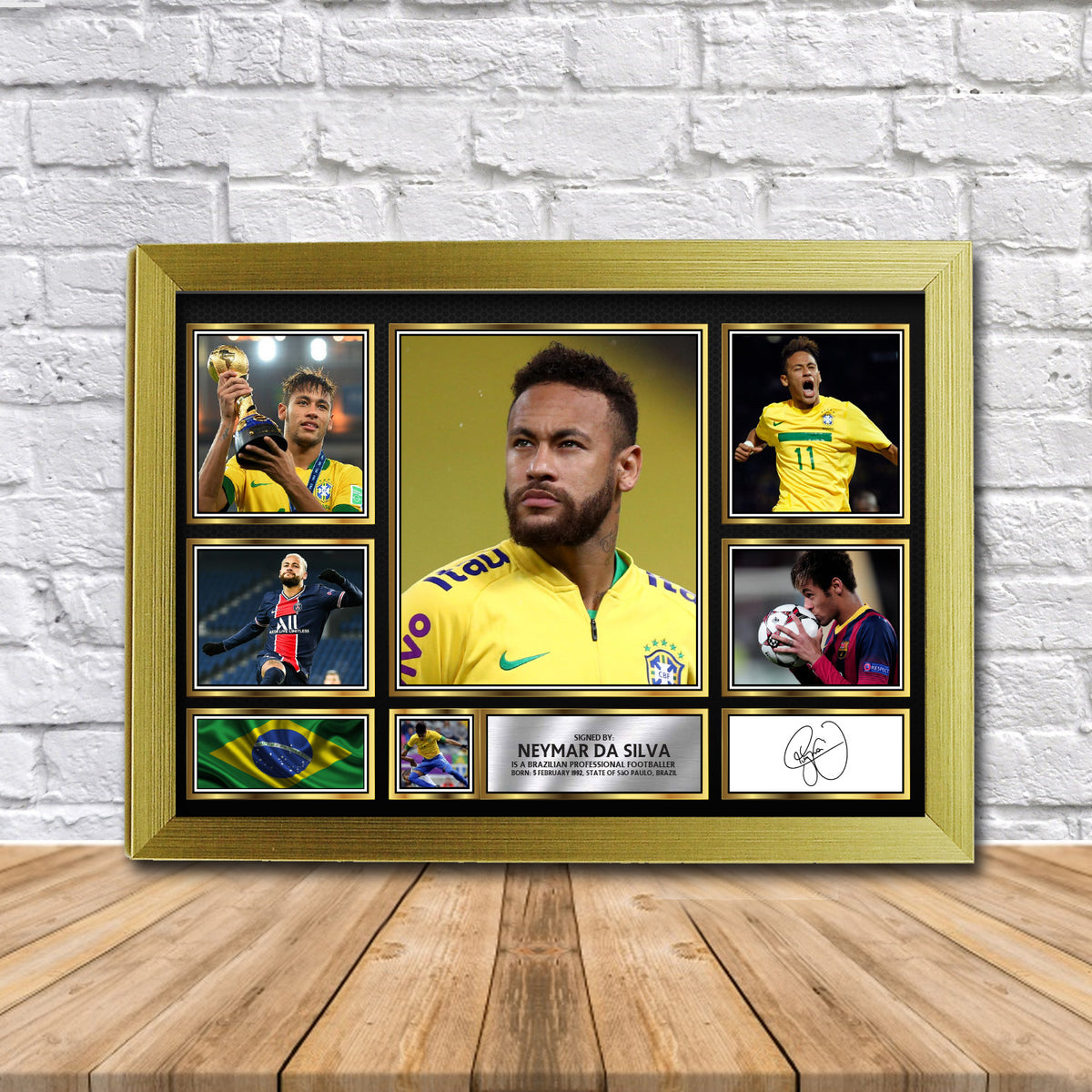 Neymar Da Silva Football Gift Framed Printed Signature Star Poster Print Wall Art Gift – Neymar Da Silva Football Gift Framed Printed Signature Star Poster Print Wall