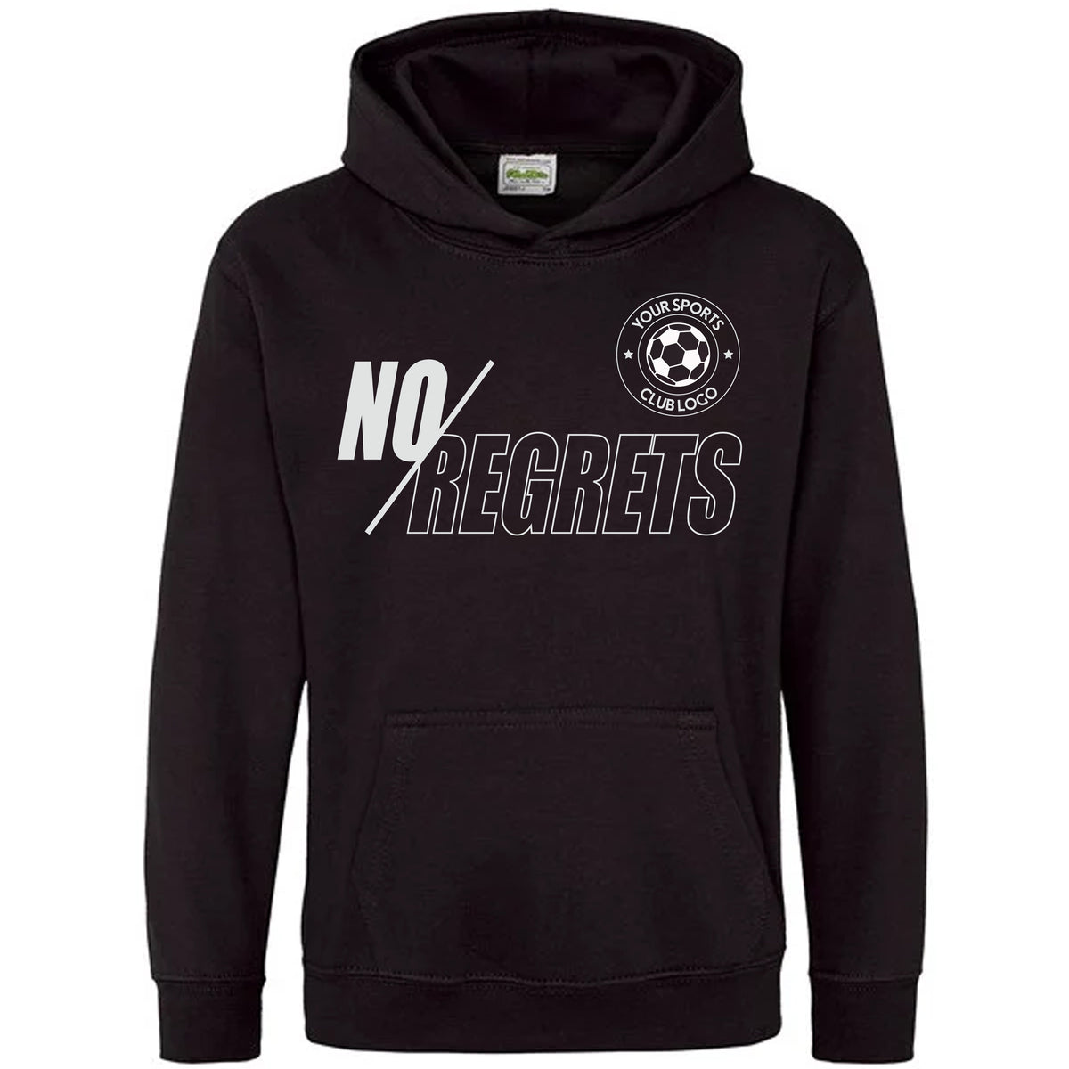 Personalized Football Player Team Kids/Adult Hoodies - No Regrets – Black, 1-2 Years (24"), Kids