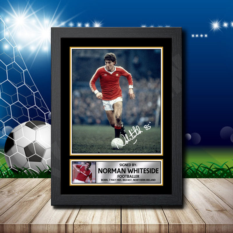 Norman Whiteside 2 Printed Signature Footballers Star Poster Print Framed Wall Art Gift β Norman Whiteside 2 Printed Signature Footballers Star Poster Print