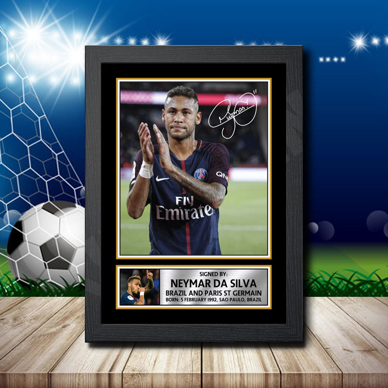 Neymar Psg 3 Printed Signature Footballers Star Poster Print Framed Wall Art Gift – Neymar Psg 3 Printed Signature Footballers Star Poster Print
