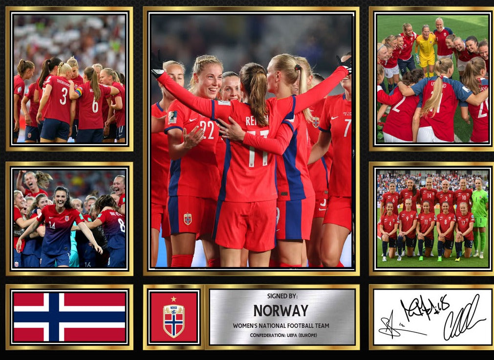 Norway Ladies Football Teams Framed Printed Signature Print – Fan Gift – Wall Art – Norway Ladies Football Teams Framed Printed Signature Print – A4 Poster