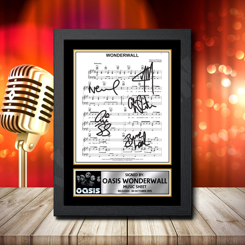Oasis Wonderwall Music Sheet 1 – Printed Signature Music Star Print – Oasis Wonderwall Music Sheet 1