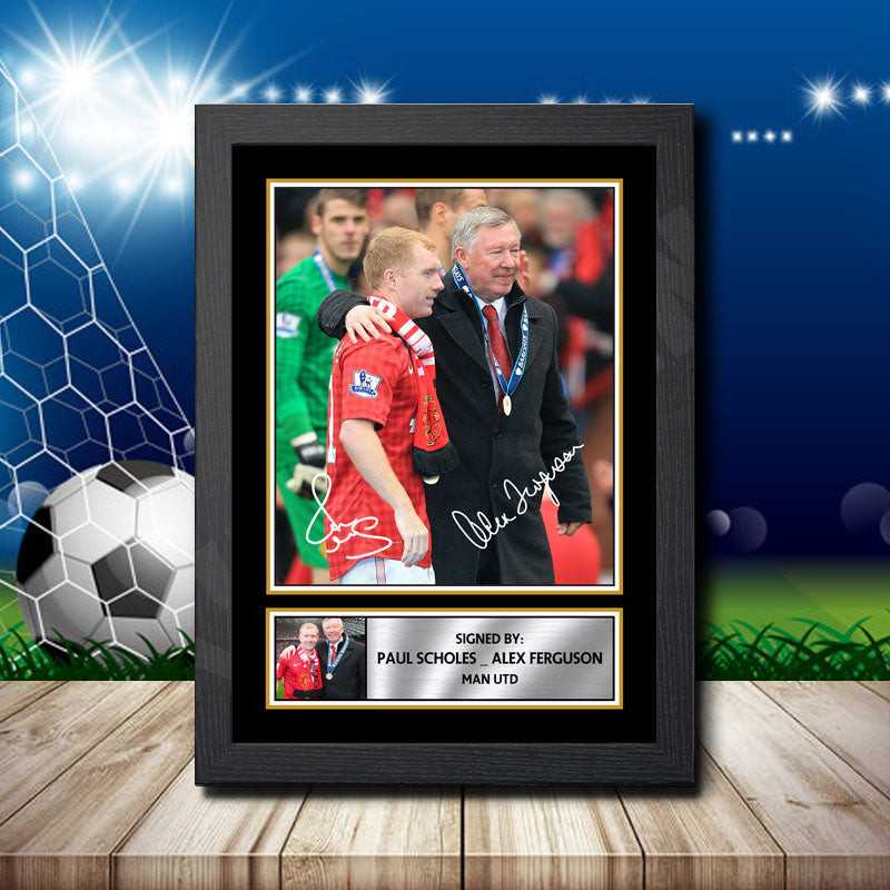 Paul Scholes Alex Ferguson Printed Signature Footballers Star Poster Print Framed Wall Art Gift – Paul Scholes Alex Ferguson Printed Signature Footballers Star Poster Print