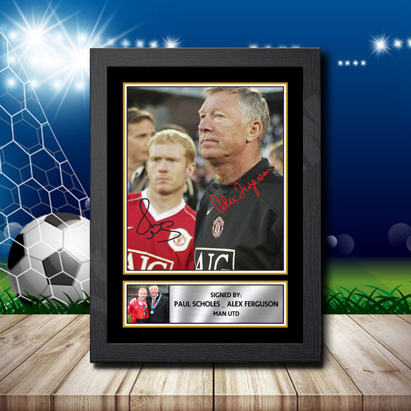 Paul Scholes Alex Ferguson 2 Printed Signature Footballers Star Poster Print Framed Wall Art Gift – Paul Scholes Alex Ferguson 2 Printed Signature Footballers Star Poster Print