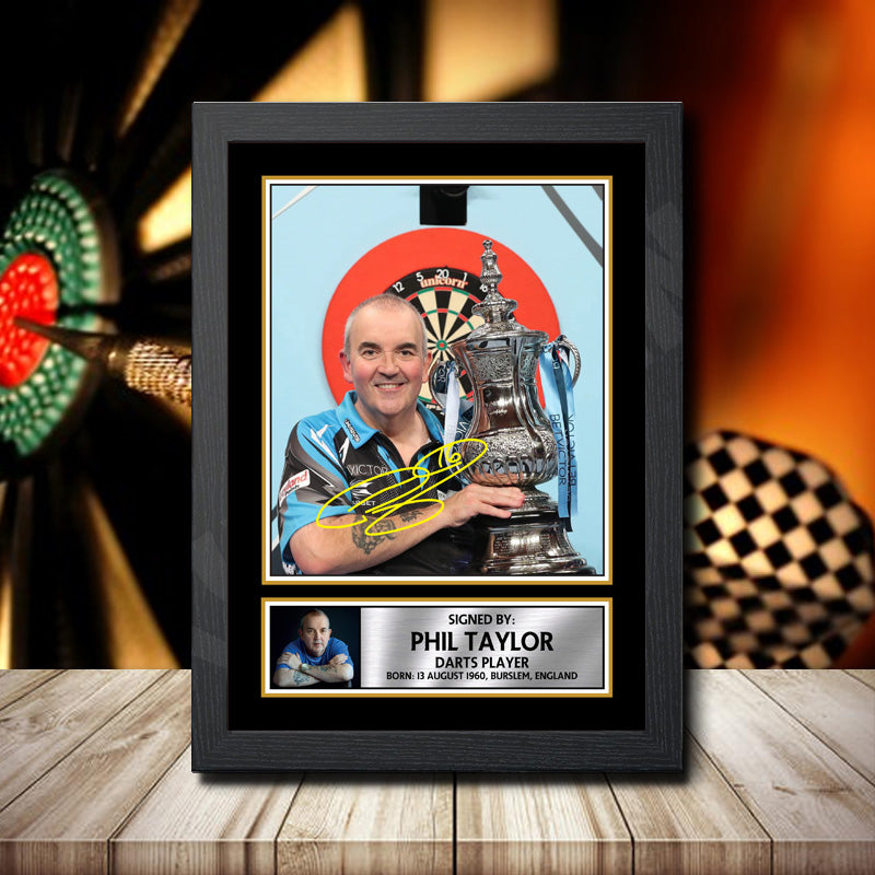 Phil Taylor 2 Printed Signature Darts Star Poster Print Framed Wall Art Gift – Phil Taylor 2 Printed Signature Darts Star Poster Print