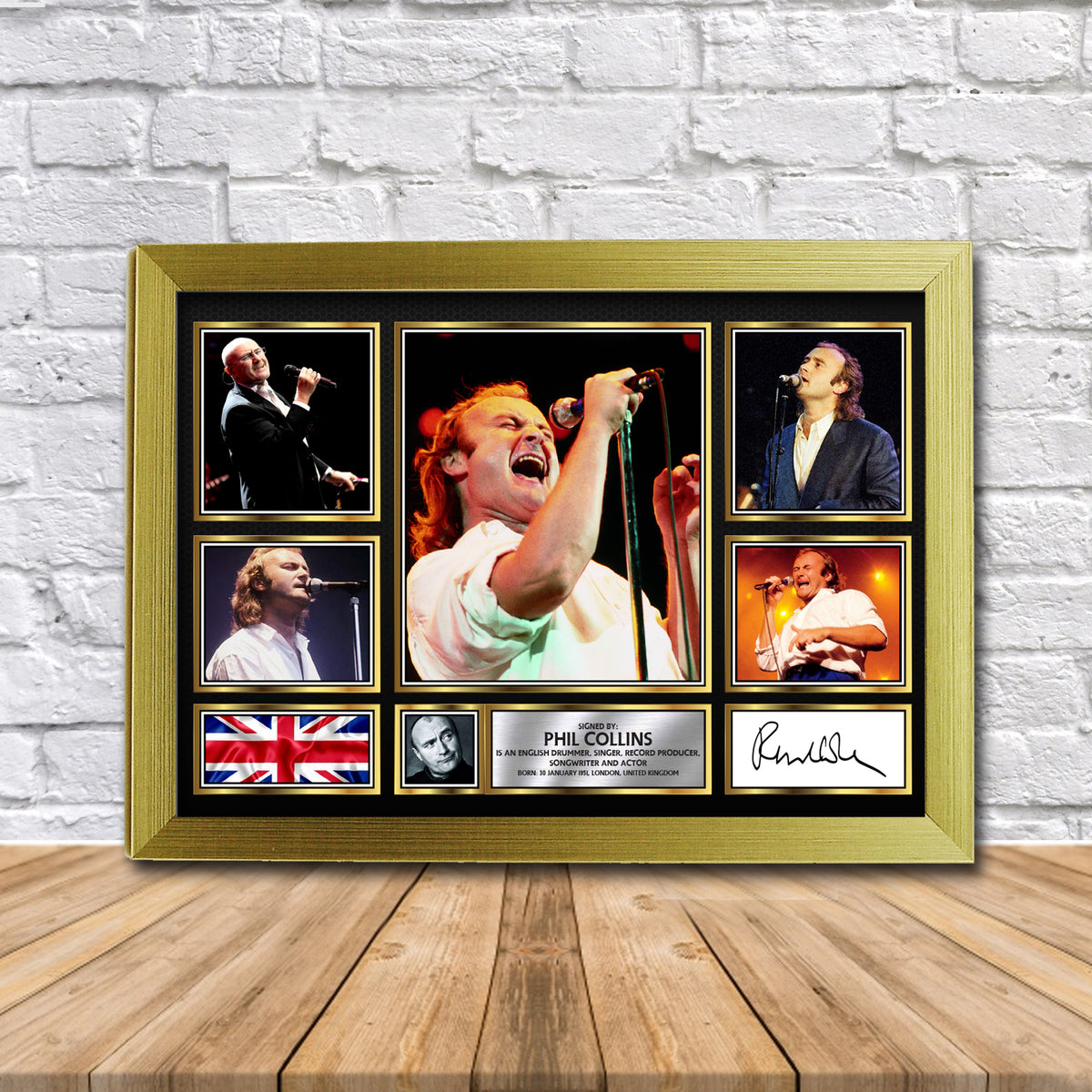 Phil Collins Music Gift Framed Printed Signature Star Poster Print Wall Art Gift