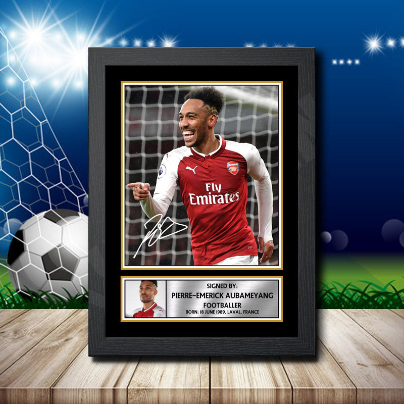 Pierre Emerick Aubameyang 2 Printed Signature Footballers Star Poster Print Framed Wall Art Gift – Pierre Emerick Aubameyang 2 Printed Signature Footballers Star Poster Print