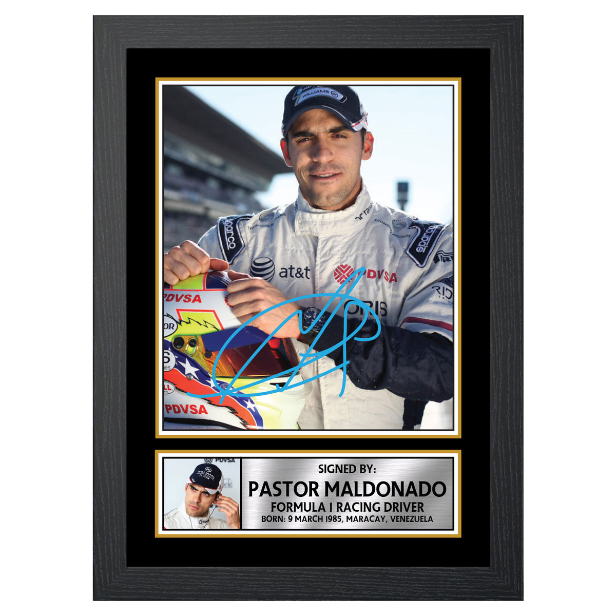 Pastor Maldonado M524 Motor Racer Printed Signature Poster Print Gift