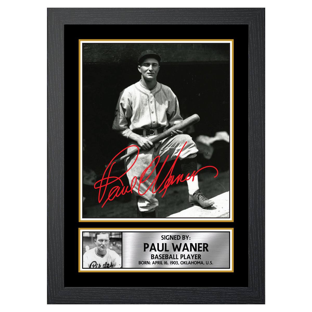 Paul Waner Baseball Player Printed Signature Poster Print Gift