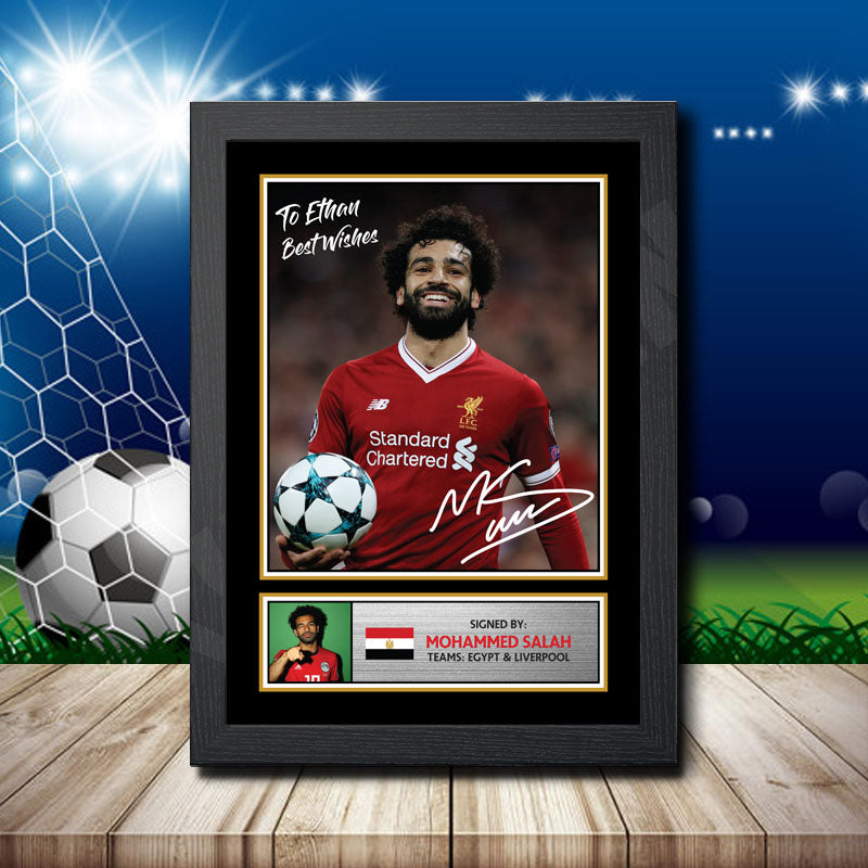 Personalised Mohamed Salah Silver Printed Signature Footballers Star Poster Print Framed Wall Art Gift β Personalised Mohamed Salah Silver Printed Signature Footballers Star Poster