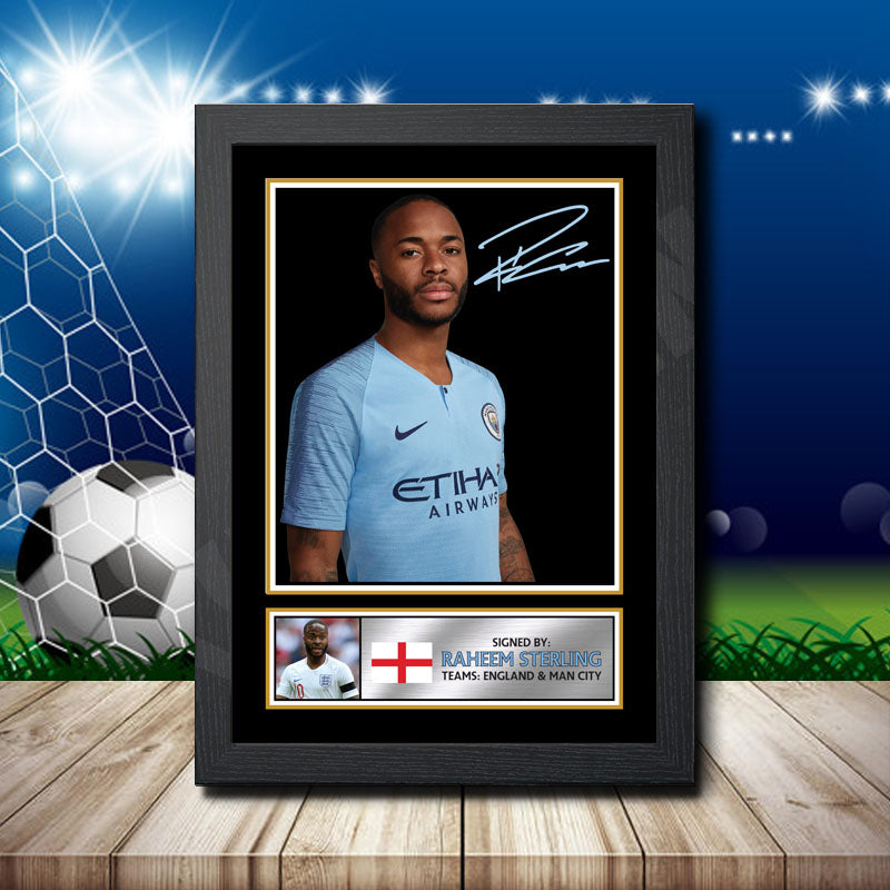 Raheem Sterling Silver Printed Signature Footballers Star Poster Print Framed Wall Art Gift – Raheem Sterling Silver Printed Signature Footballers Star Poster Print