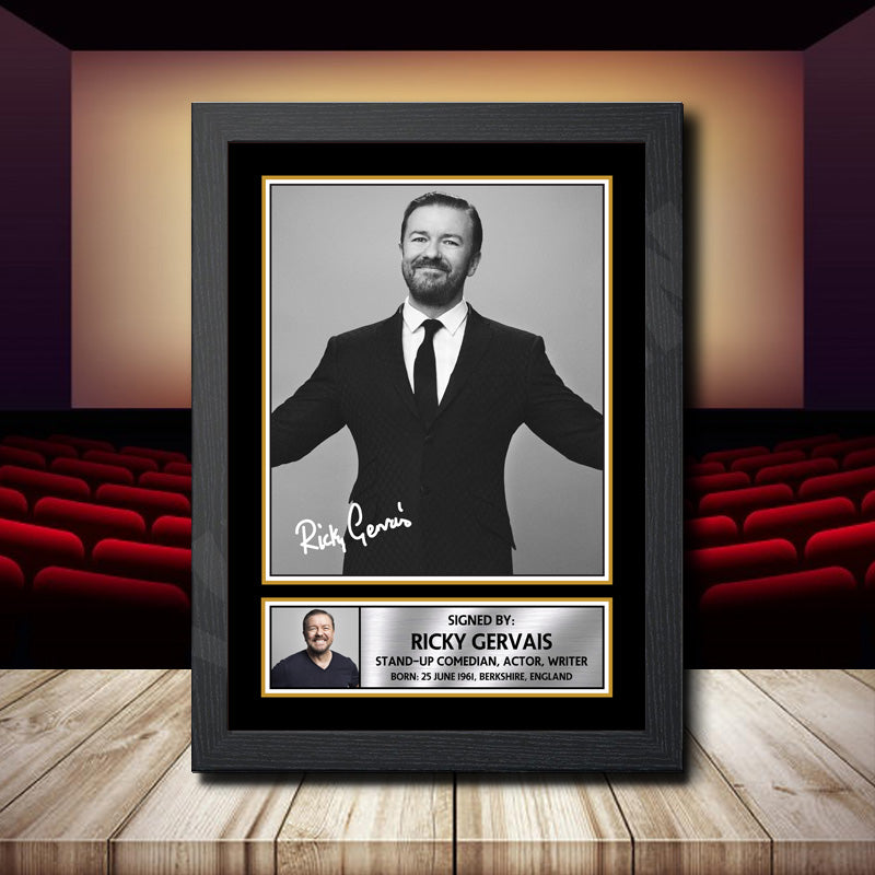 Ricky Gervais 2 Printed Signature Movie Star Poster Print Framed Wall Art Gift – Ricky Gervais 2 Printed Signature Movie Star Poster Print