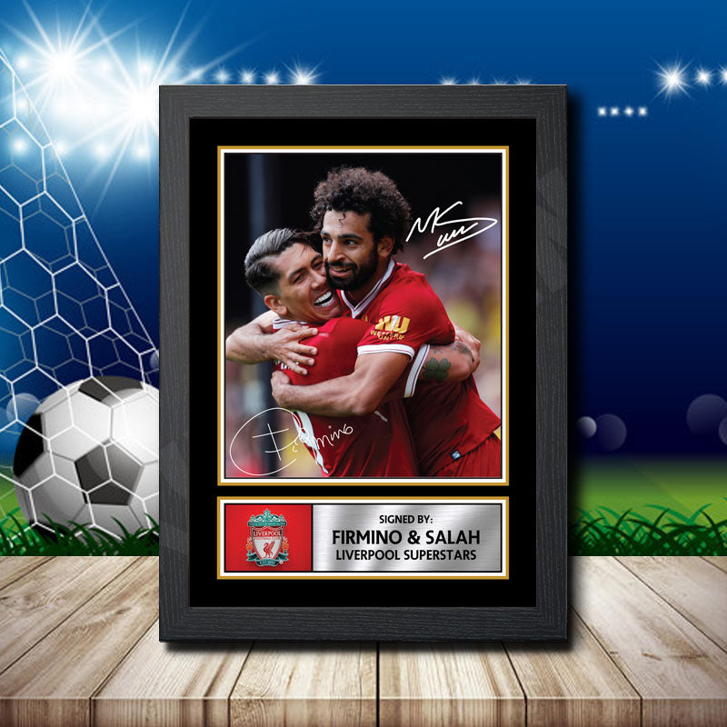 Roberto Firmino & Mo Salah Printed Signature Footballers Star Poster Print Framed Wall Art Gift – Roberto Firmino & Mo Salah Printed Signature Footballers Star Poster Print