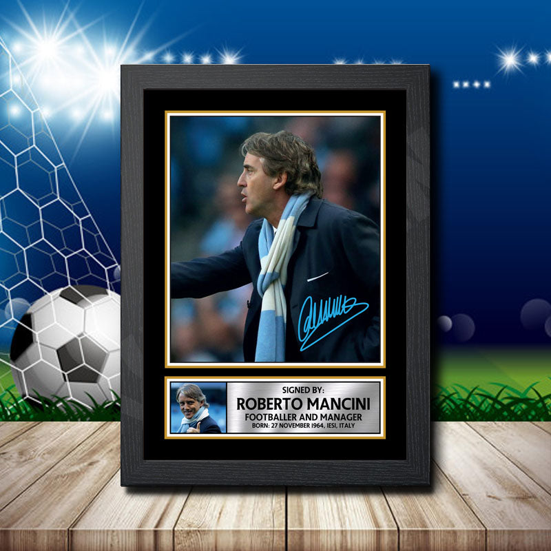 Roberto Mancini 1 Printed Signature Footballers Star Poster Print Framed Wall Art Gift – Roberto Mancini 1 Printed Signature Footballers Star Poster Print