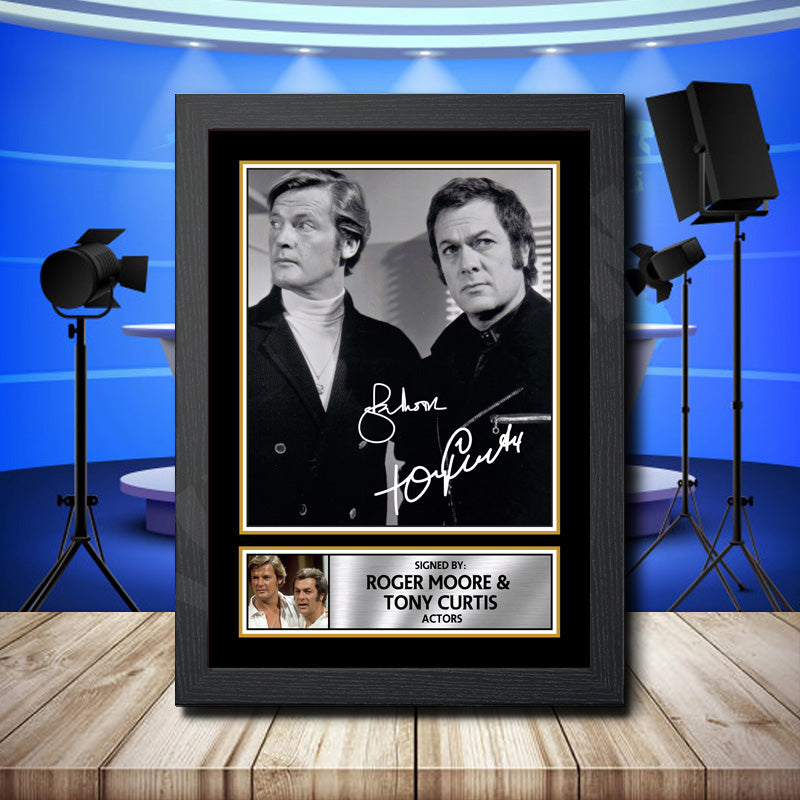 Roger Moore Tony Curtis 1 Printed Signature Television Star Poster Print Framed Wall Art Gift – Roger Moore Tony Curtis 1 Printed Signature Television Star Poster Print