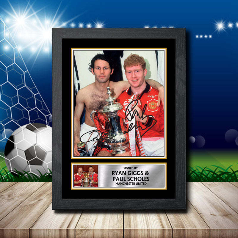 Ryan Giggs + Paul Scholes 2 Printed Signature Footballers Star Poster Print Framed Wall Art Gift β Ryan Giggs + Paul Scholes 2 Printed Signature Footballers Star Poster Print