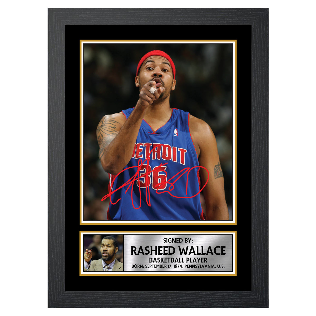 Rasheed Wallace M082 Basketball Player Printed Signature Poster Print Gift