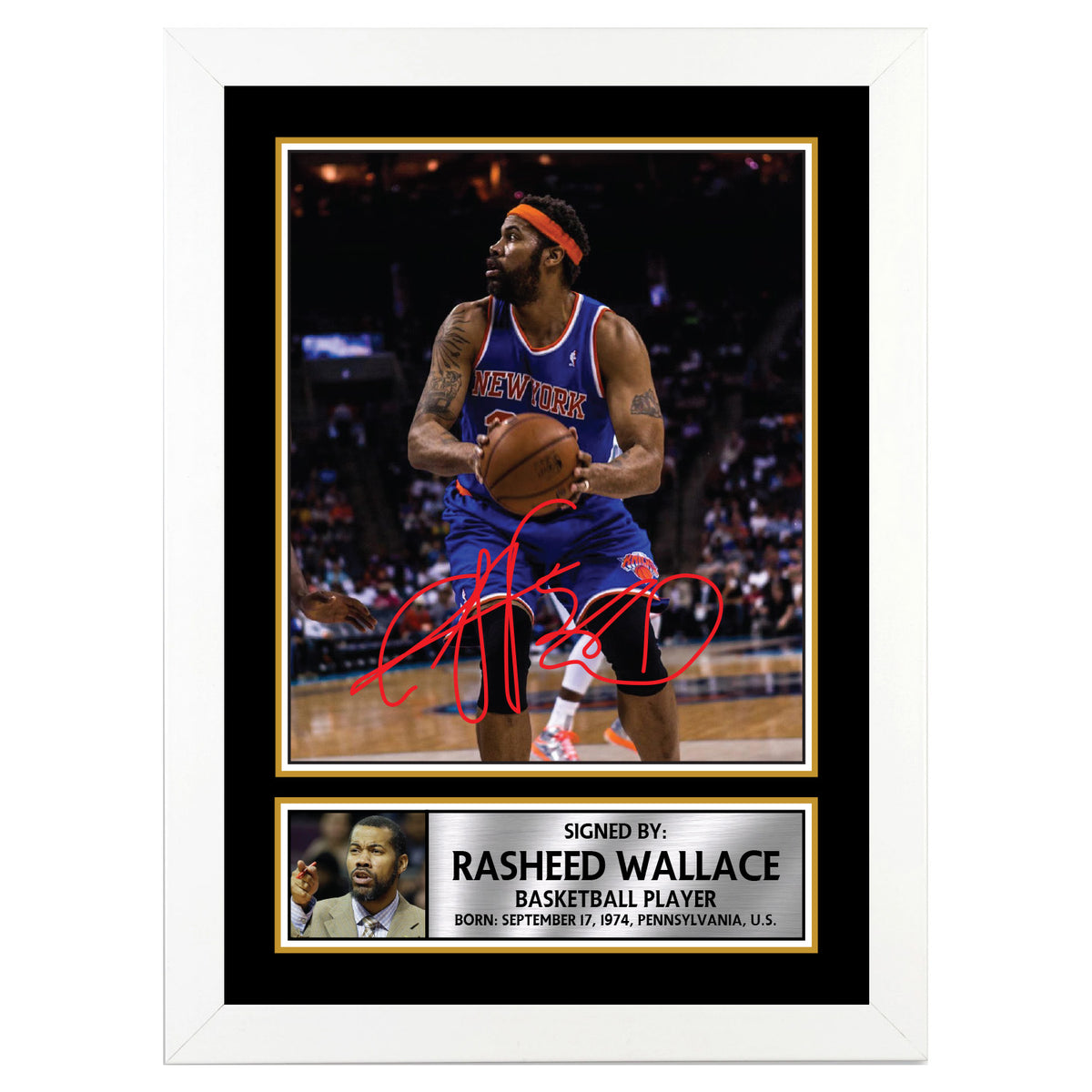 Rasheed Wallace M083 Basketball Player Printed Signature Poster Print Gift