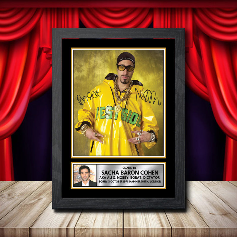 Sacha Baron Cohen Ali G Dictator Nobby Borat Grimsby Printed Signature Comedy Star Poster Print Framed Wall Art Gift – Sacha Baron Cohen Ali G Dictator Nobby Borat Grimsby Printed Signature Comedy