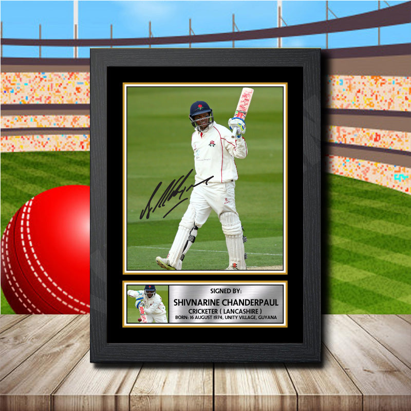 Shivnarine Chanderpaul Lancashire 2 Printed Signature Cricket Star Poster Print Framed Wall Art Gift – Shivnarine Chanderpaul Lancashire 2 Printed Signature Cricket Star Poster Print