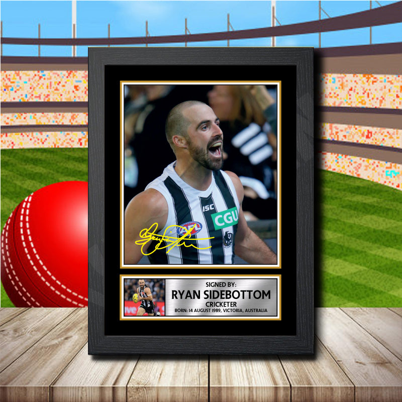 Sidebottom Signature Printed Signature Cricket Star Poster Print Framed Wall Art Gift – Sidebottom Signature Printed Signature Cricket Star Poster Print