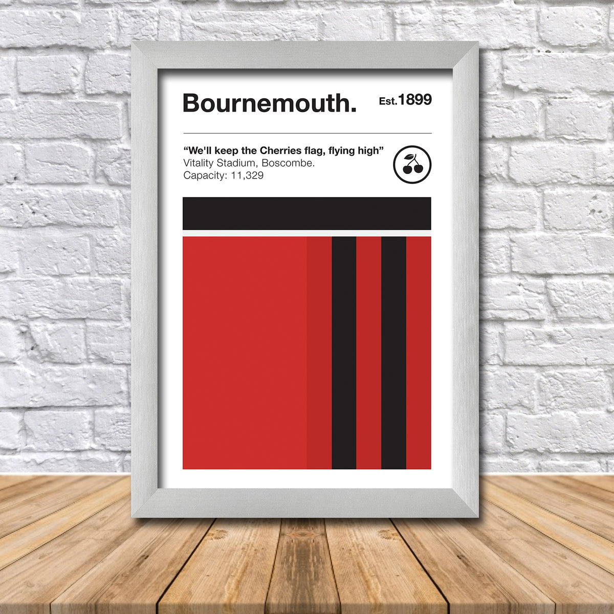 Retro Bournemouth Club Colours Bournemouth Fan Football Poster