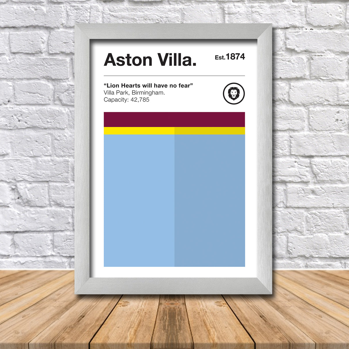 Retro Aston Villa Club Colours Aston Villa Fan Football Poster