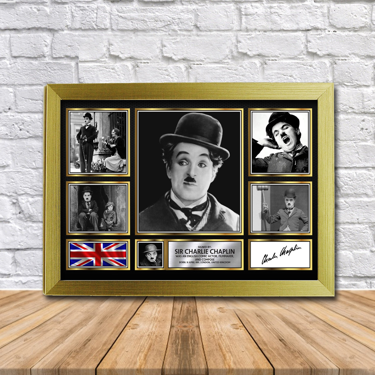 Sir Charlie Chaplin Gift Framed Printed Signature Star Poster Print Wall Art Gift – Sir Charlie Chaplin Gift Framed Printed Signature Star Poster Print Wall Art