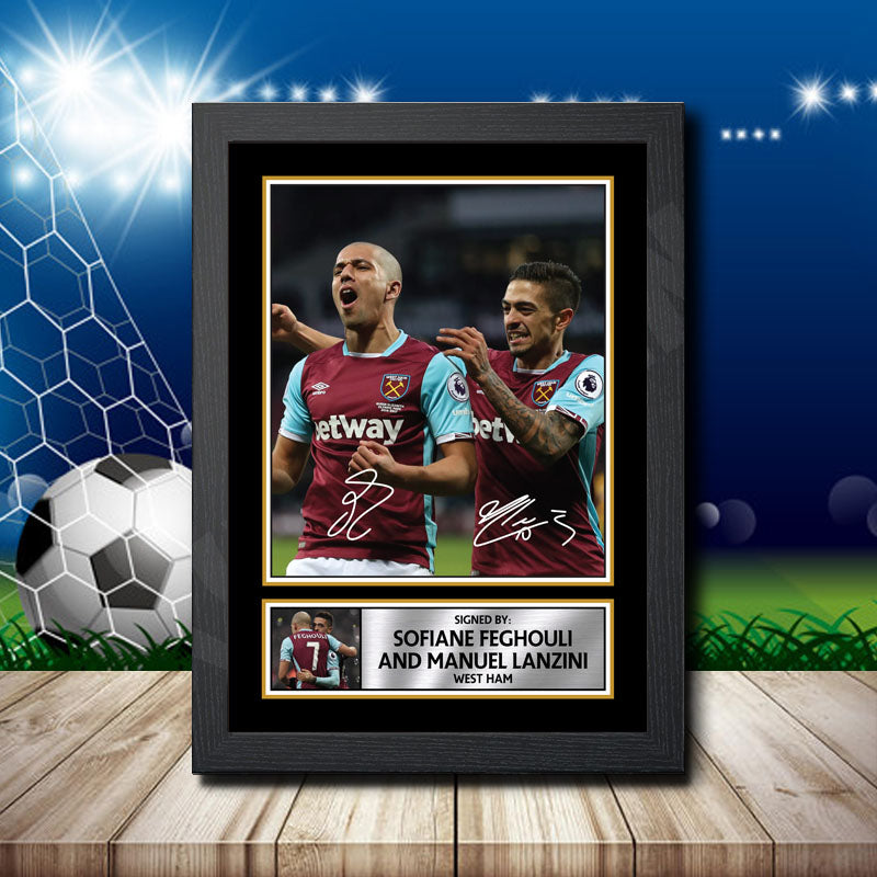 Sofiane Feghouli Manuel Lanzini 1 Printed Signature Footballers Star Poster Print Framed Wall Art Gift β Sofiane Feghouli Manuel Lanzini 1 Printed Signature Footballers Star Poster